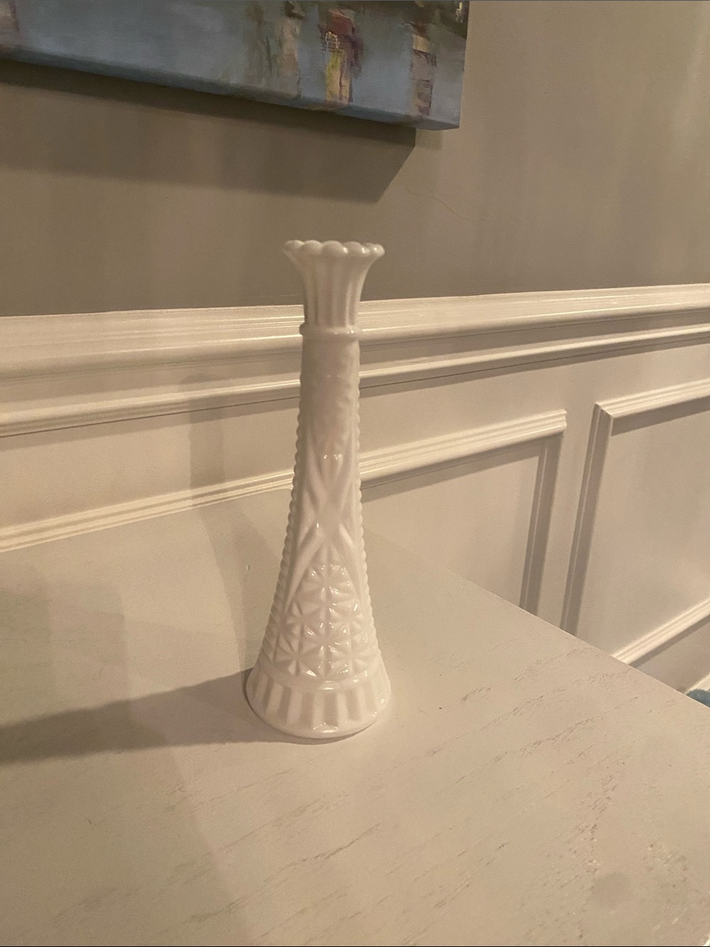 Vintage Anchor Hocking milk glass bud vase
